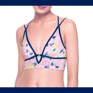 VS PINK VELVET FLORAL BRALETTE SIZE MEDIUM